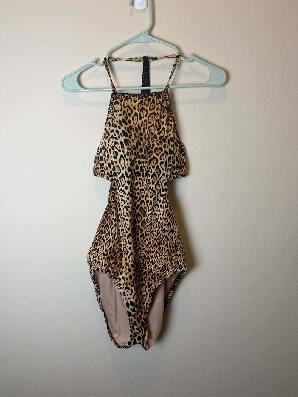 Victoria's Secret Leopard Print Halter Cutout One-Piece Swimsuit